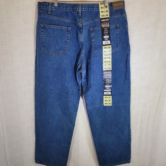 Kirkland Signature Jeans Mens 40x30 Dark Blue Relaxed Fit High Rise Denim NWT - Picture 5 of 10
